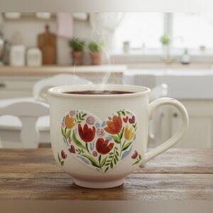Floral Shabby Chic Coffee Mug - Large 20oz Ceramic Tea Cup - Valentine’s Day